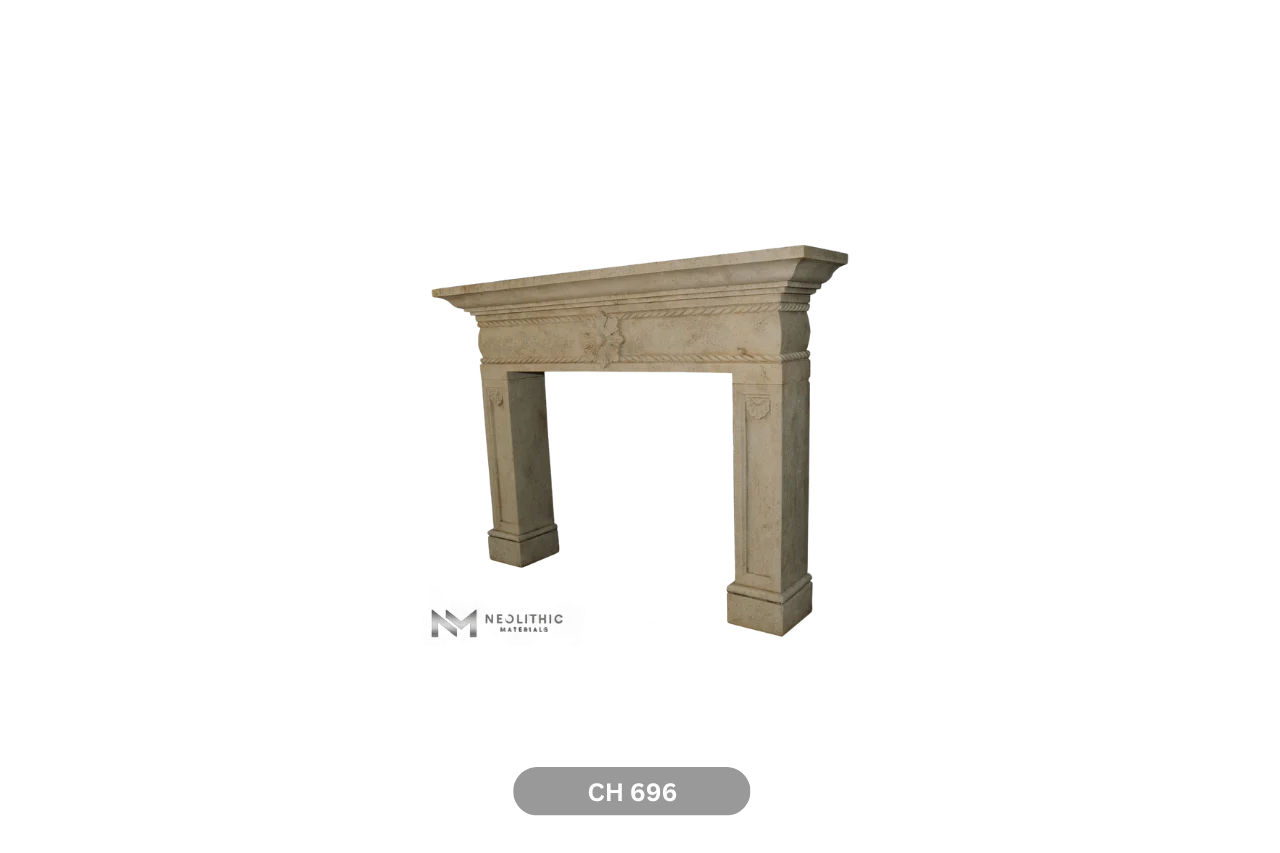 Limestone Fireplace Mantel - Image 3